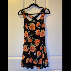 MINKPINK Floral Mini Dress with Back Cutouts XS